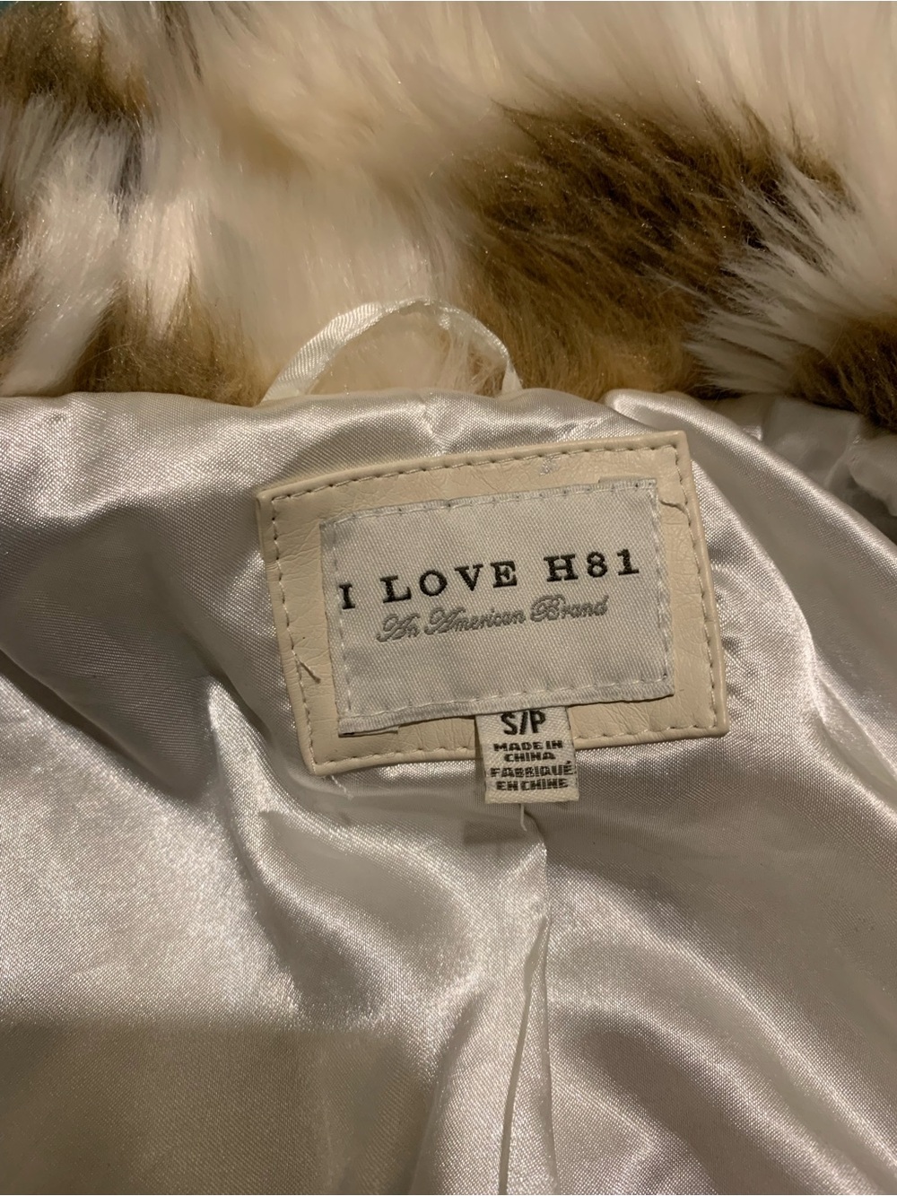Vintage I Love H81 Faux Fur Bomber Jacket S - Picture 2 of 8